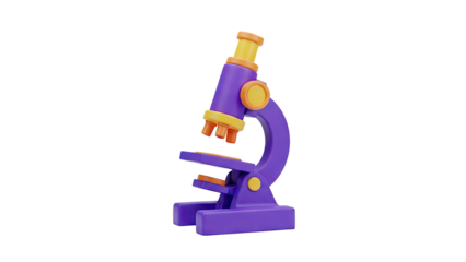 3D Cartoon Microscope Illustration on transparent background