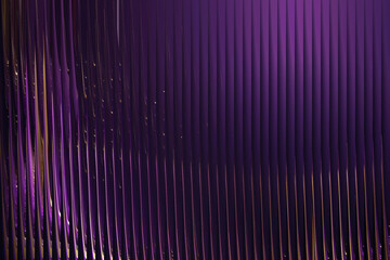 Glass ripple texture with dark gradient background and vivid purple, blue, and lilac light streaks. Futuristic distortion, moody abstract glow, reeded vertical blur. Vector illustration
