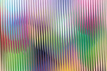 Glass ripple texture with dark gradient background and vivid color, blue, and lilac light streaks. Futuristic distortion, moody abstract glow, reeded vertical blur. Vector illustration