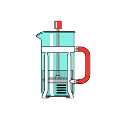 Fototapeta premium Stylized French press illustration showcasing minimalist kitchenware design and transparency