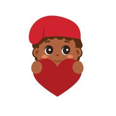 Cute Saci Holding Heart Vector Illustration