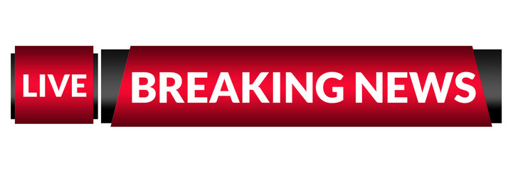 Breaking news lower third banner with bold red and black color theme for live television broadcast, urgent headline bar, modern news channel overlay, png, transparent background