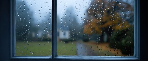 the window draped in raindrop jewels hides a world like a shy curtain call