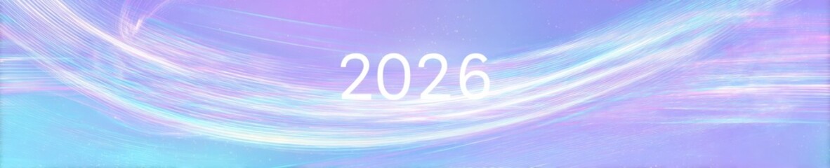 Futuristic ultra realistic 8k banner featuring number 2026