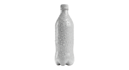 Plastic soda bottle covered in salt crystals, 3d render, isolated on transparent background