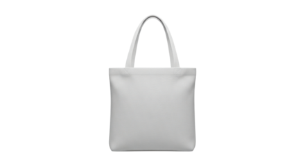 Blank white canvas tote bag mockup, isolated on transparent background
