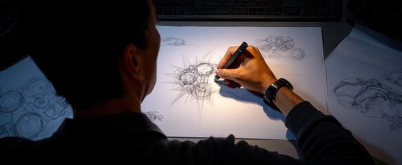 innovative prototype concepts blossoming like flowers on an engineer's drafting table