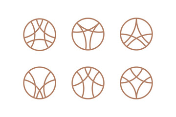 Circle logo. Geometric emblem with semicircle. Vector element for mosaik, pattern and grid.