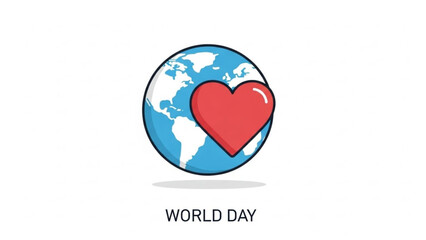 Obraz premium Earth with red heart symbol on white background for world day celebrations
