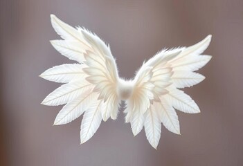 Tiny, delicate, white angel wings, softly feathered, angel wings,  feather