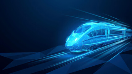 Futuristic Digital High Speed Train in Motion