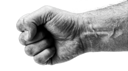 Halftone Fist Hand Gesture Graphic Element, Vintage Style Dotted Pattern for Design