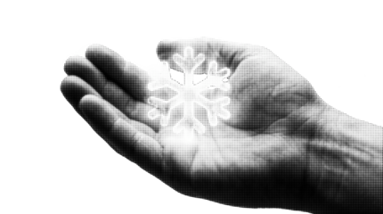 Halftone open hand gesture as graphic element, vintage punk style dotted pattern, retro trendy doodle illustration for design projects