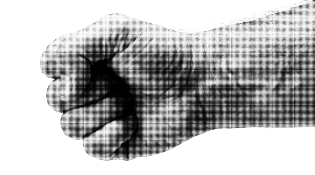 Halftone Fist Hand Gesture Graphic Element, Vintage Style Dotted Pattern for Design - Powered by Adobe