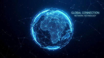 Global Network Connection on Digital Earth Globe