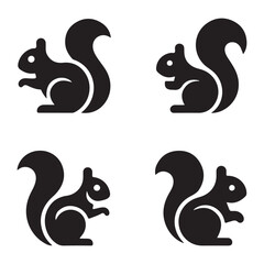 Obraz premium Squirrel jumping forest wildlife animal silhouette vector graphic design