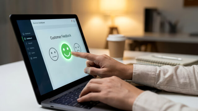 Positive Customer Feedback on Laptop - Powered by Adobe