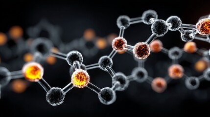 Molecular Bonds: An intimate view of interconnected molecules, their intricate structures rendered with meticulous detail, illuminating the building blocks of science.