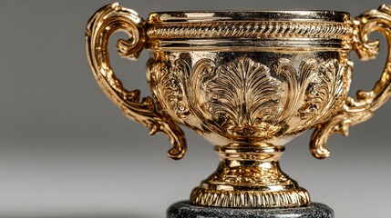 Golden Trophy: This image captures a regal golden trophy with intricate details. A symbol of victory and achievement.