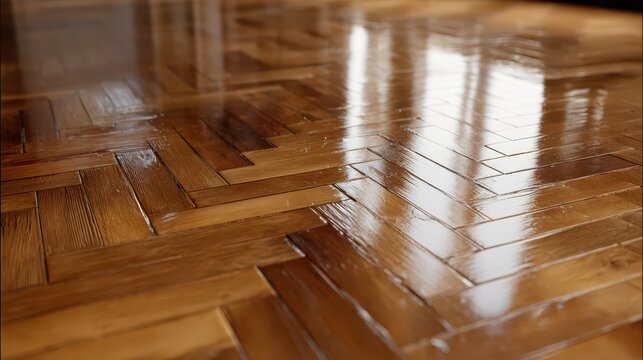 Herringbone parquet pattern in warm brown tones