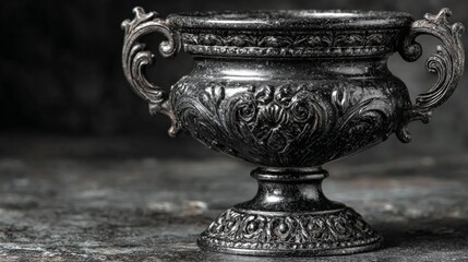 Antique Chalice: An intricately detailed antique chalice, exuding timeless elegance and artistic mastery. the chalice has ornate patterns.