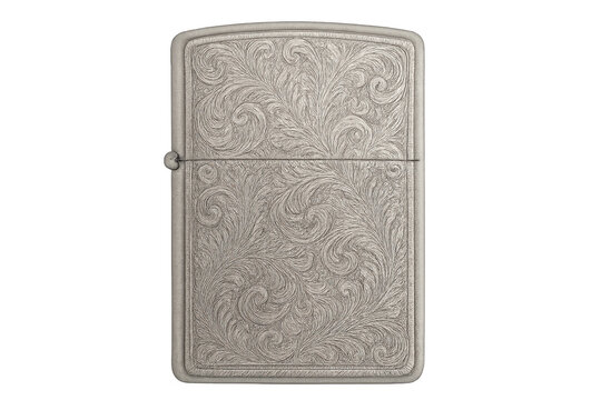 Vintage engraved silver lighter with floral filigree design