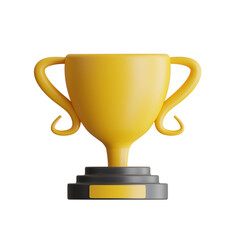 3D Golden Trophy Icon - Achievement Award & Winner Success Symbol