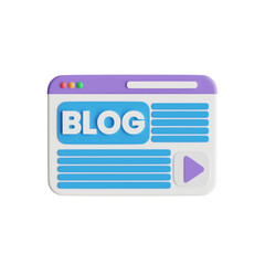 3D Blog Content Icon - Blogging Platform & Article Publishing Symbol