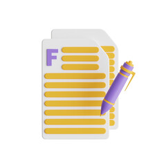 D Document Writing Icon - Content Creation & Copywriting Symbol