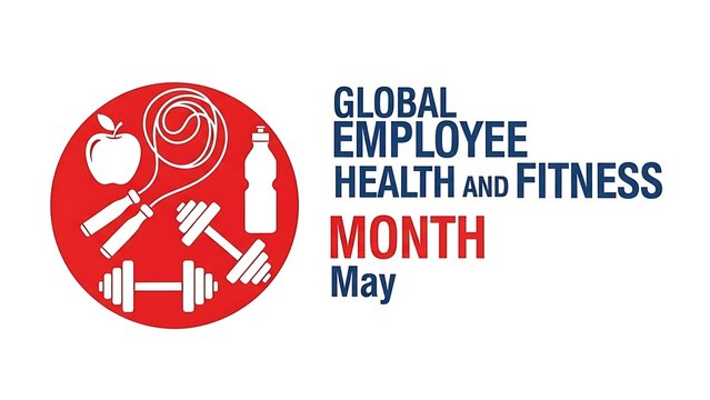 Global employee health and fitness month in may illustration