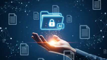 Digital Security and Data Protection Concept with Hand Holding a Smartphone and Cloud Lock Icon in a Futuristic Network Environment for Cybersecurity Awareness