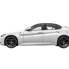 Fototapeta premium Sleek Side View White Hatchback Car Isolated on White Background for Automotive Showcase and Design Presentation