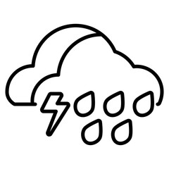 Thunderstorm cloud vector icon. Weather icon line style. perfect use for logo, presentation, website, and more. modern icon design outline style 