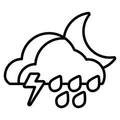 Night thunderstorm clouds vector icon. Weather icon line style. perfect use for logo, presentation, website, and more. modern icon design outline style 