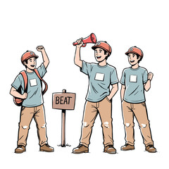 Three Construction Workers Celebrating