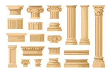 Obraz premium Collection of classic column designs from different architectural styles for use in projects and displays
