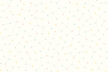 Colorful pattern with dots and lines arranged in a random design on a light background