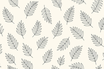 Design with simple leaf patterns in black on a light background showing nature's elements in a decorative style