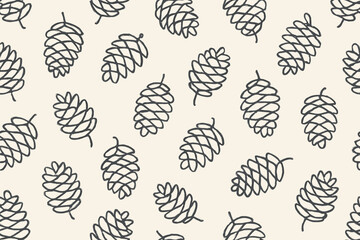 Design of pine cones arranged on light background for fabric or wallpaper use