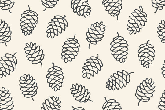 Design of pine cones arranged on light background for fabric or wallpaper use