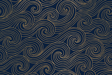Fototapeta premium Swirling wave pattern on dark background showing smooth lines and curves in a repetitive design