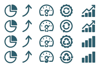 Fototapeta premium Graphs and symbols used for business growth and analysis during data presentations in a corporate setting