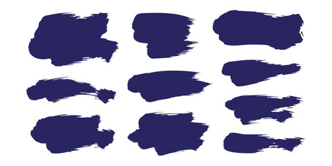 Modern sumi-e ink brush strokes set, bold blue ink, expressive hand-painted strokes, Japanese calligraphy style, abstract brush textures.
