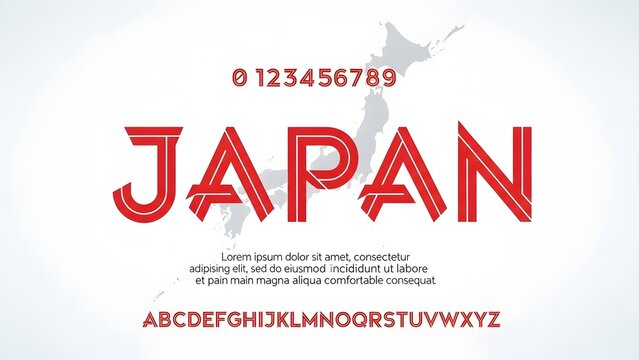 Japan typography with alphabet and numbers on white background - Powered by Adobe