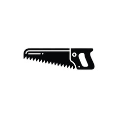 Simple black and white illustration of a hand saw tool design