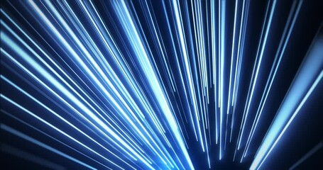 Fast blue light streaks rushing forward on dark background, futuristic speed lines, energy beams and motion blur creating dynamic sci-fi travel effect. - Powered by Adobe