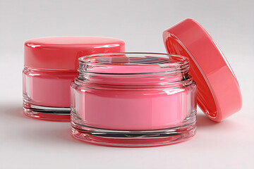 Cosmetic packaging. Packaging mockup. Transparent makeup containers. Design element. Empty labels for branding.