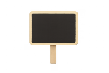 Empty chalkboard sign with wooden frame and transparent background