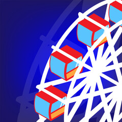 Isometric square concept template for advertising an amusement park or children entertainment center. 3D vector isolated on white background