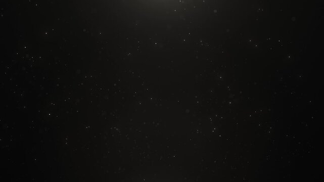 Dark abstract background with floating dust particles and subtle light rays, creating a cinematic, atmospheric scene for mystery, space or elegance .seamless loop